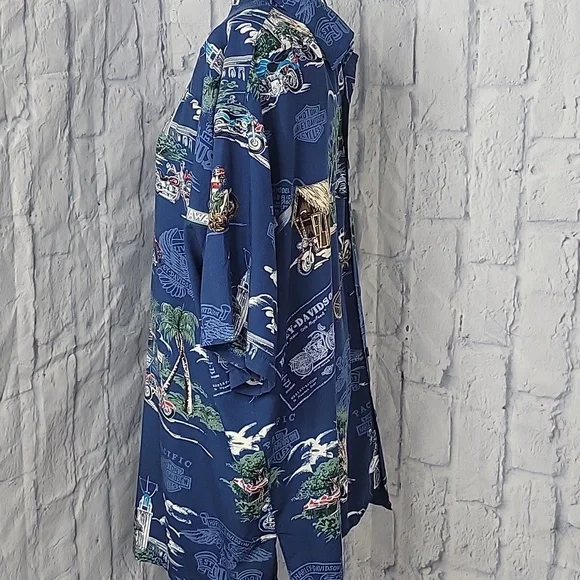 Harley-Davidson Blue‎ Casual Button Down Shirt - Picture 7 of 14